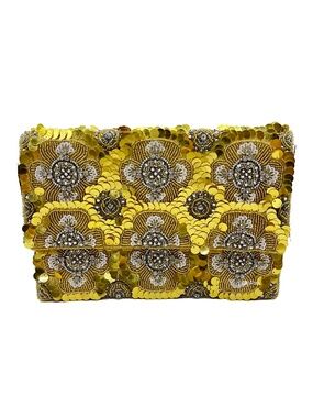 Beaded Vintage Inspired Gold Sequin Clutch, NEW
